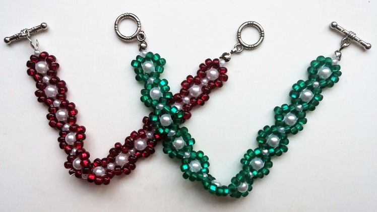 Easy beading pattern for beginners. 2 beaded bracelets - 1 beaded pattern