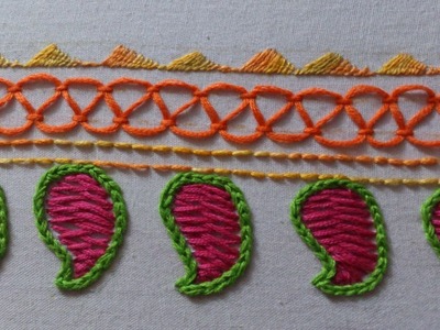 Hand embroidery designs. Hand embroidery stitches tutorial. border stitch.
