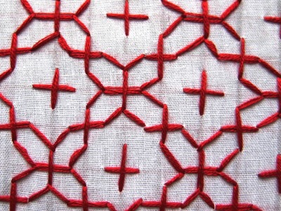 Hand Embroidery : "Juuji Hana-zashi (cross and flower stitch)"