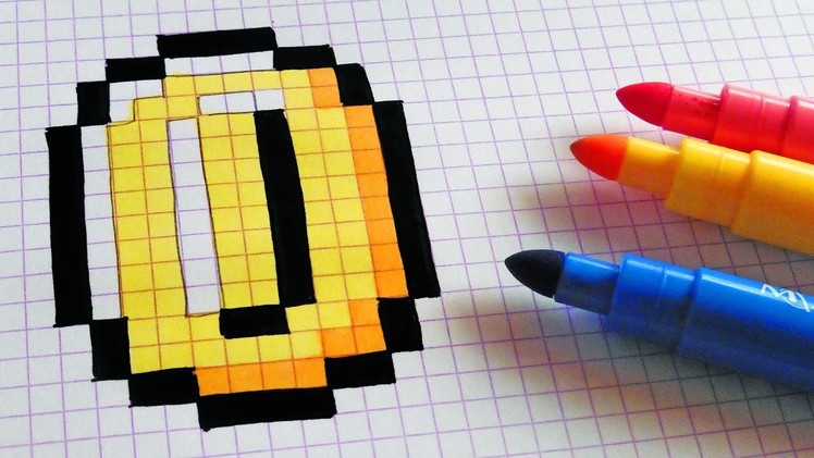 Handmade Pixel Art - How To Draw Super Mario Coin #pixelart