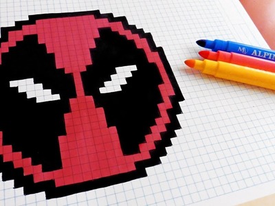 Handmade Pixel Art - How To Draw Deadpool Logo  #pixelart