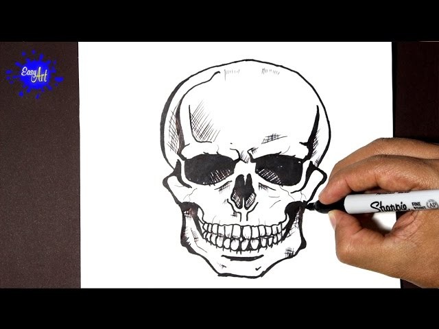 How to draw a skull halloween - how to draw a skull - como dibujar una calavera