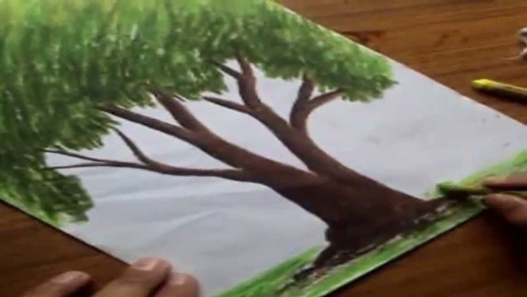 How to Draw Trees with Oil Pastel Color