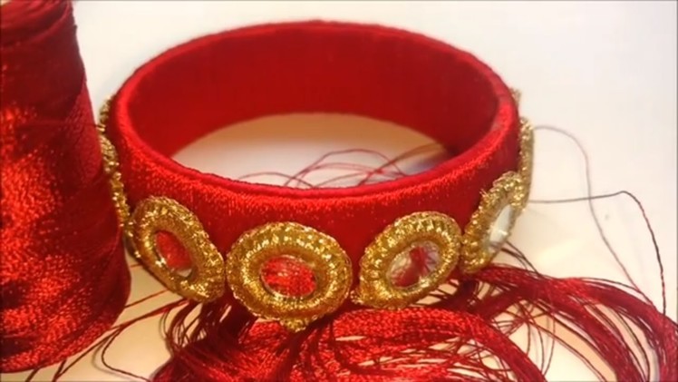How to make silk thread mirror bangles | indian silk thread bangles, silk thread bangles making