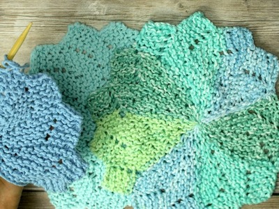Learn to Knit  - Flower shaped washcloth, aka Almost Lost Washcloth  (Video 1)