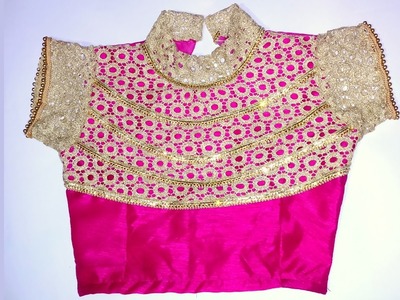 Lehenga blouse with collar neck design and beautiful back design (with pattern)