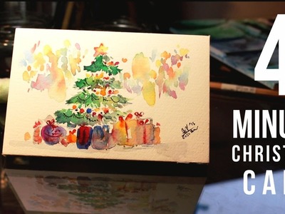 Painting a Mini Christmas Card