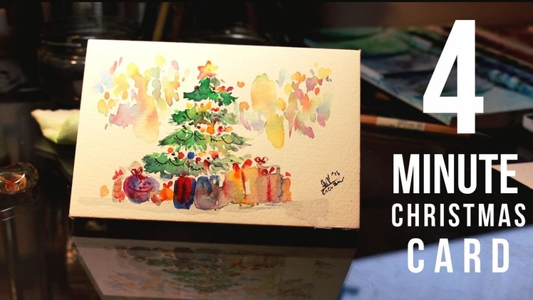 Painting a Mini Christmas Card