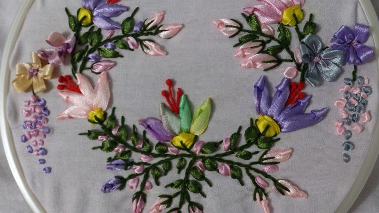 Ribbon embroidery stitches by hand  tutorial. Ribbon embroidery designs.