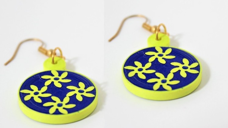 Simple and easy Quilling earrings making.DIY Quilled earrings
