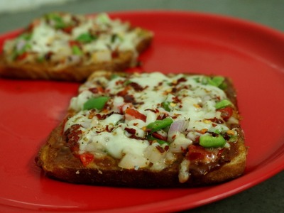Bread Pizza- without oven quick recipe