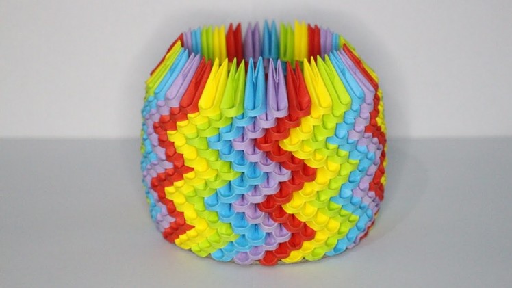 DIY: 3D Origami Brush.Pen Holder Rainbow 2
