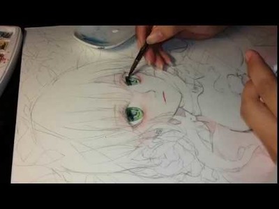 Eyes coloring with watercolor