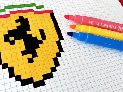 Handmade Pixel Art - How To Draw Ferrari Logo #pixelart
