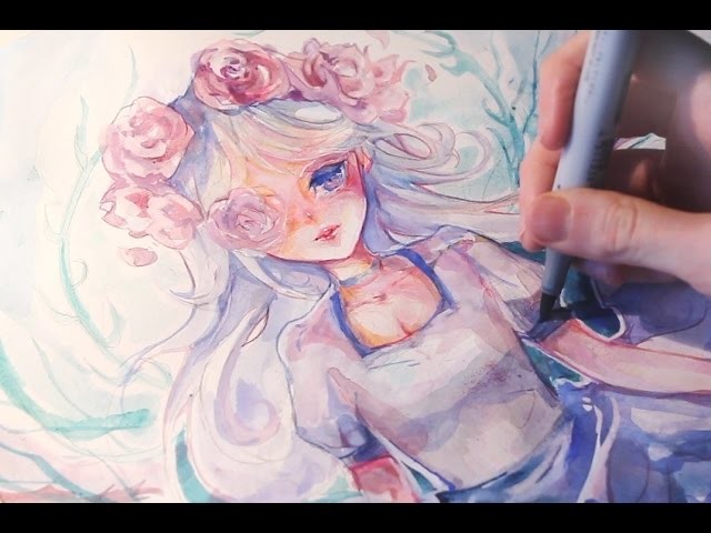 Manga watercolor Speedpainting - No Lineart challenge