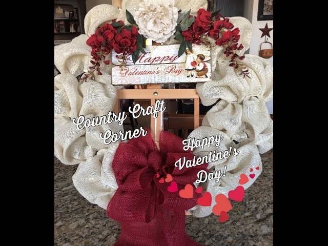 *New* Valentine's Day Wreath:  Cream & Red Burlap (Tutorial)