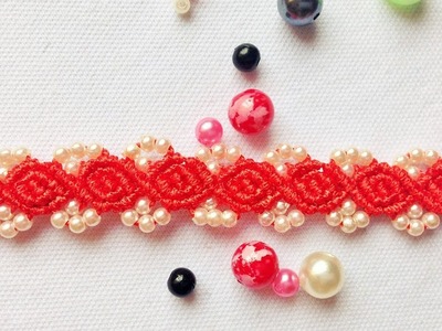 Red Rose macrame bracelet - Red gift and red love - Tutorial by Tita