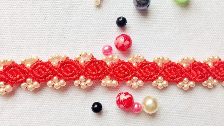 Red Rose macrame bracelet - Red gift and red love - Tutorial by Tita