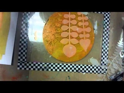 Round Gelli Plate on White Denim Fabric - Part 1 - Patti Tolley Parrish - Inky Obsessions