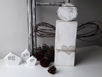 Rustic wooden angel - Christmas home decor