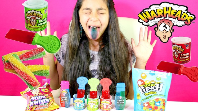 TRYING SOUR CANDY WARHEADS SOUR CANDY!! 7 FLAVORS! B2cutecupcakes