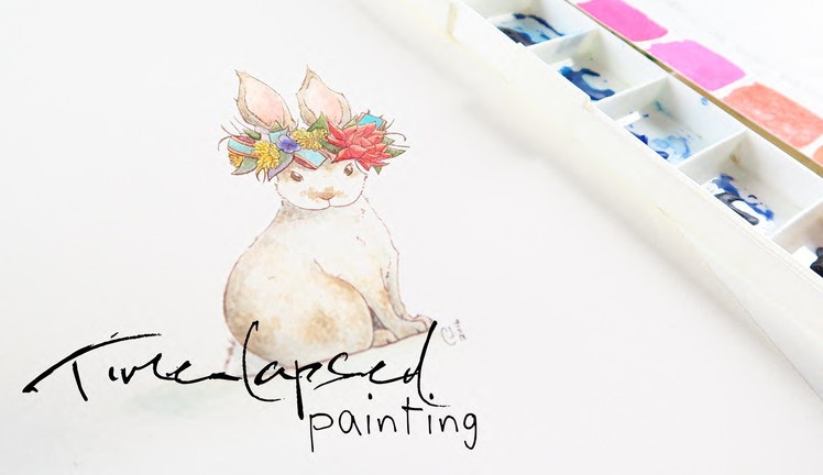 Watercolor Timelapse Painting of a Bunny Bride