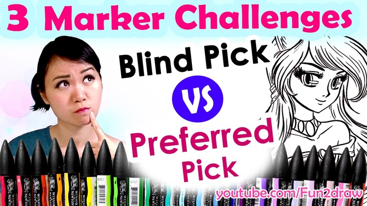 3 MARKER CHALLENGE Art Video - Blind VS Preferred Pick BrushMarkers
