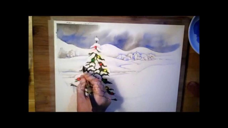 A Christmas Tree - watercolor painting process