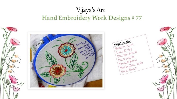 Beautiful Hand Embroidery Designs - Bullion knot Stitch Flower Designs # 77