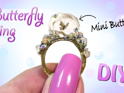 Butterfly Crystal Ring Tutorial. DIY Miniature butterfly Jewelry
