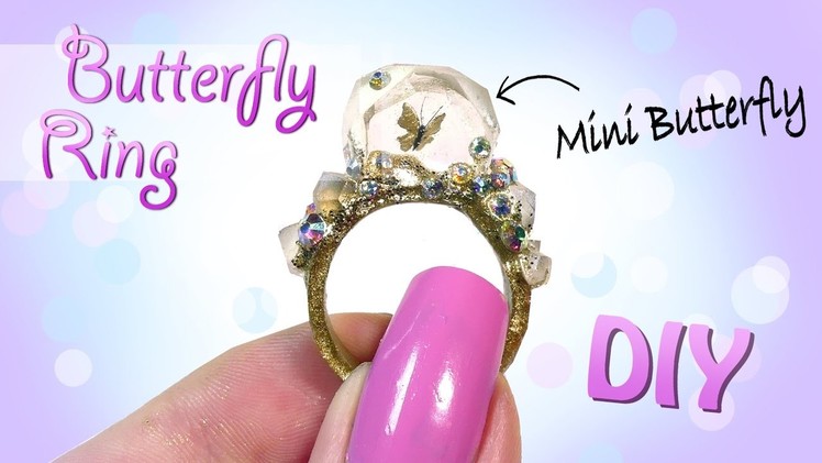 Butterfly Crystal Ring Tutorial. DIY Miniature butterfly Jewelry