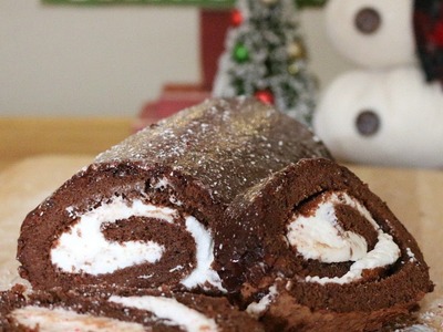 Chocolate Peppermint Roll Cake. Swiss Roll | 12 Days of Xmas Baking | sweetco0kiepie