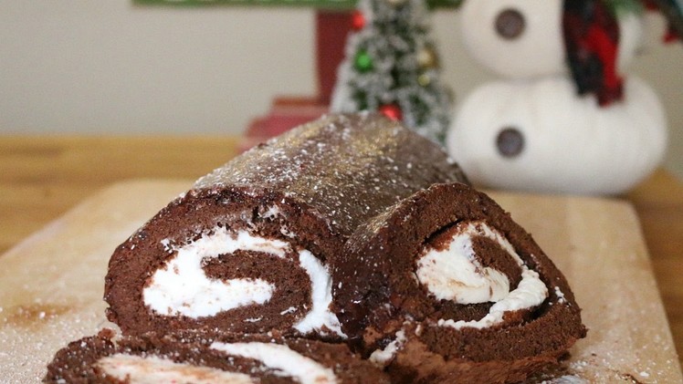 Chocolate Peppermint Roll Cake. Swiss Roll | 12 Days of Xmas Baking | sweetco0kiepie
