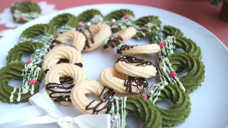 Christmas wreath  cookies  クリスマスリース風 絞り出しクッキー