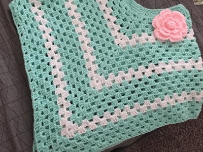 CROCHET PONCHO WITH FLOWER