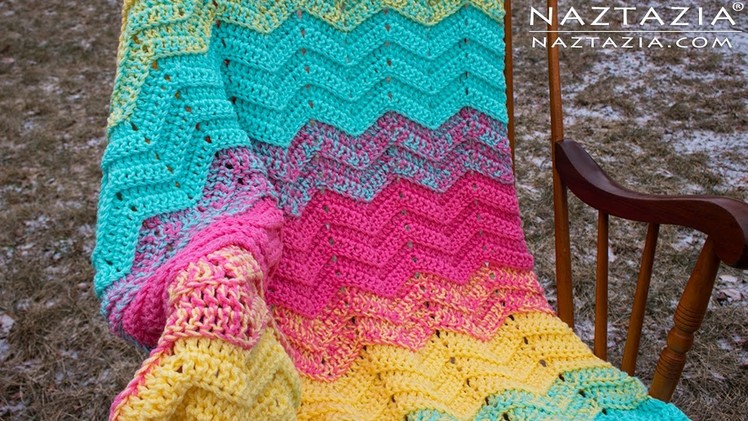 DIY Tutorial - How to Crochet Double Sweet Ripple Blanket - Chevron Zig Zag Afghan Throw
