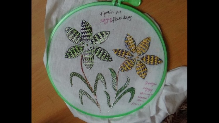 Hand Embroidery Designs # 162 - Zigzag flower Design