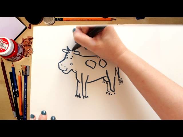 How to draw a Cow - drawing animals with kids