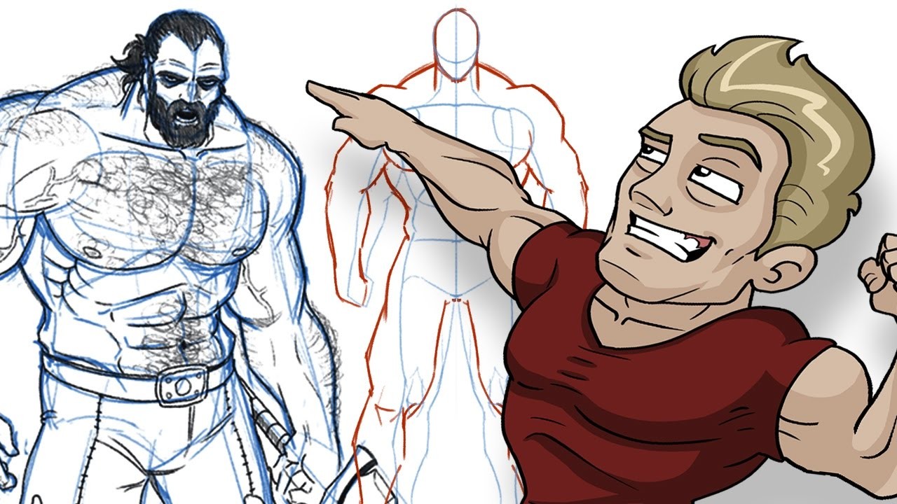 How to Draw BIG BADASS DUDES - Extreme Male Muscle Anatomy Tutorial!