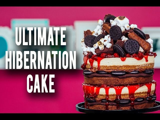 How To Make My ULTIMATE HIBERNATION CAKE! Piled High With Cheesecake, Cherries, Brownies & Ganache!