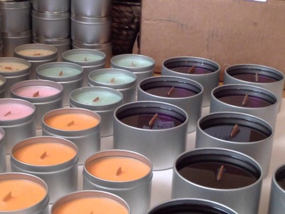Making candles! Wooden Wick Soy Candles.
