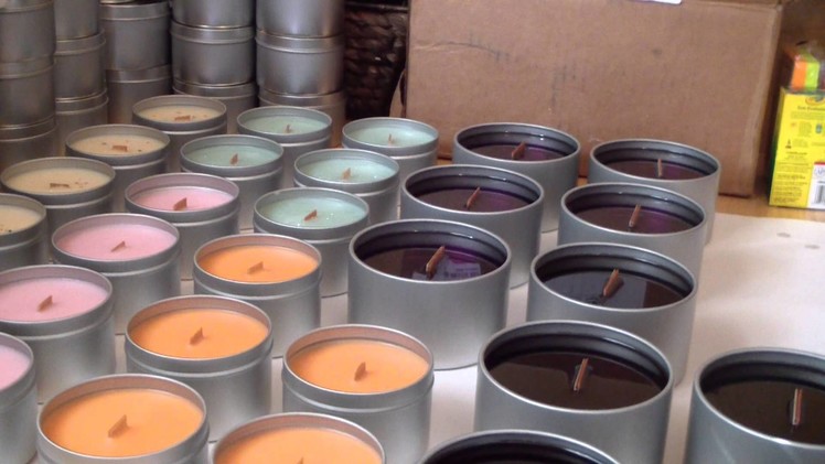 Making candles! Wooden Wick Soy Candles.
