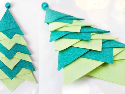 Modular origami  christmas tree diy paper decor 3d made easy tutorial for kids.Fir-tree origami