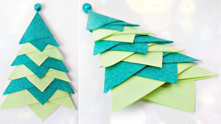 Modular origami  christmas tree diy paper decor 3d made easy tutorial for kids.Fir-tree origami