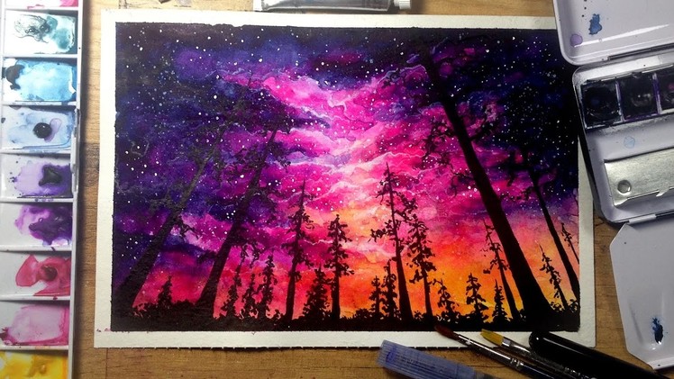 Night Sky - Speed Painting [Watercolor & Gouache]