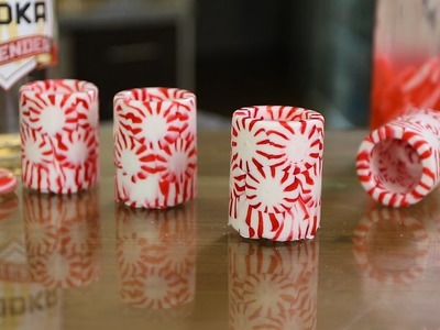 Peppermint Shot Glasses with Candy Cane Vodka
