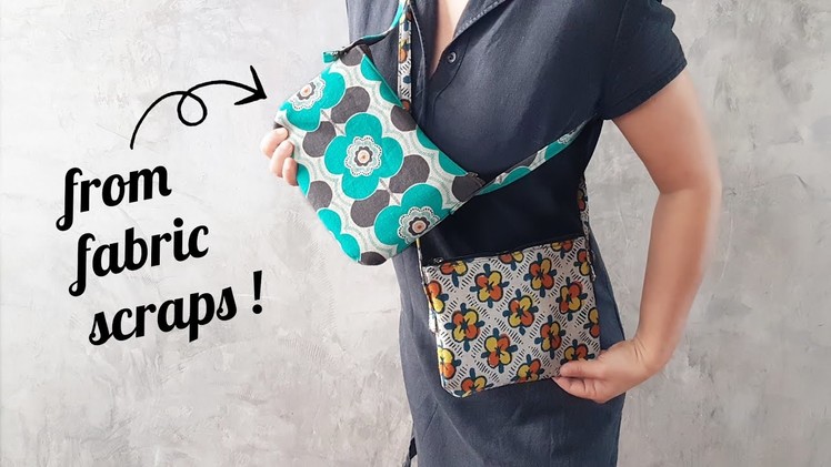 Sew a Small Zipper Purse from Fabric Scraps !! Adjustable Straps Too !