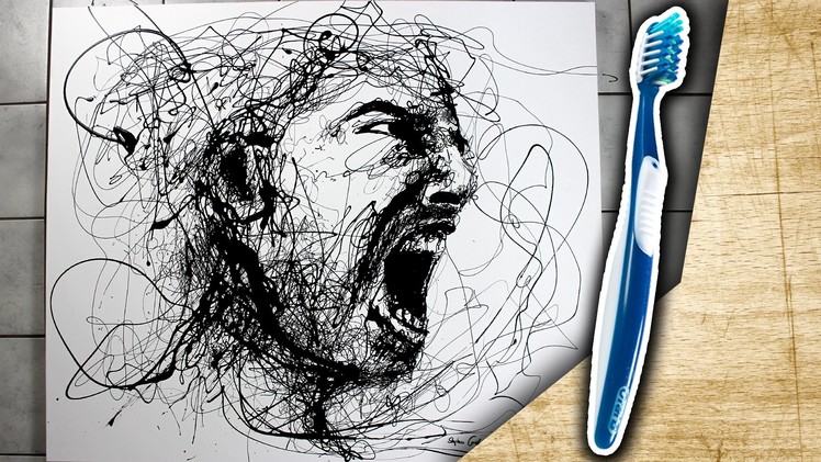 Speed painting with toothbrush 3 ! Drip Portrait | ARTgerecht #28