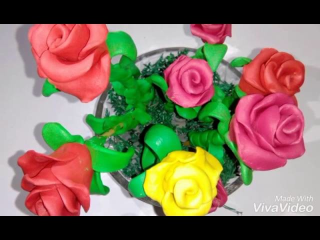Clay tutorial : How to make  rose flowers with clay | easiest method  [creative ideas]