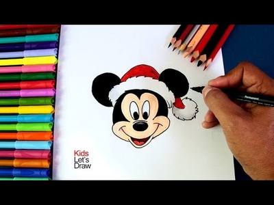 Cómo dibujar a Mickey Mouse en Navidad | How to draw the face of Mickey Mouse at Christmas